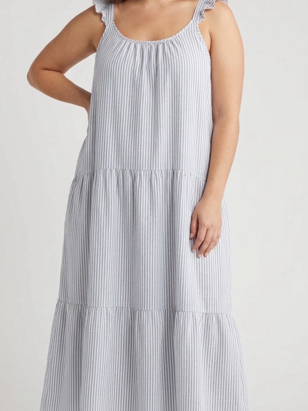 Caslon Blue and White Striped Maxi Dress 2X